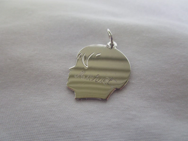Retro Sterling Silver Silhouette Boy by Forstner Engraved Charm