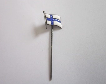 Antique Enameled World Flag Finland Stickpin