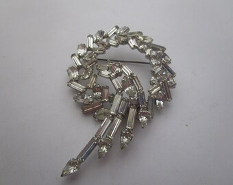Wonderful Antique Large Fancy Brooch with Brilliant Rhinestones