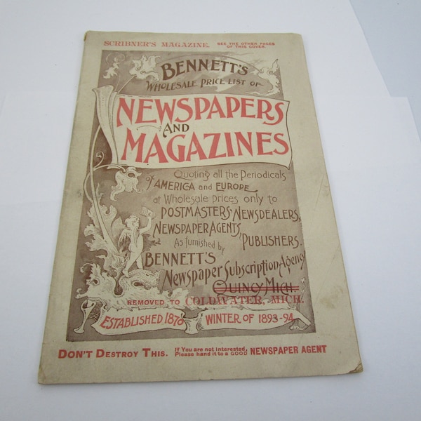 1893 Bennett's Catalog of Newspapers and Magazines