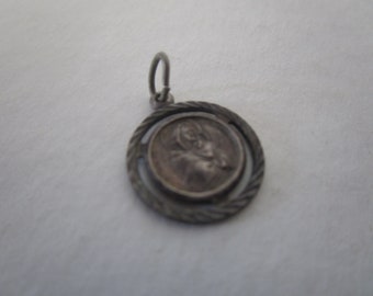 Antique 800 Silver Catholic Saint Medal " Roma " Charm or Pendant