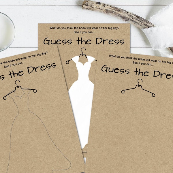 Download Guess the Dress Bridal Shower Game, Bridal Shower Dress Game, Rustic Bridal Shower, Fun Bridal Shower Game BS596