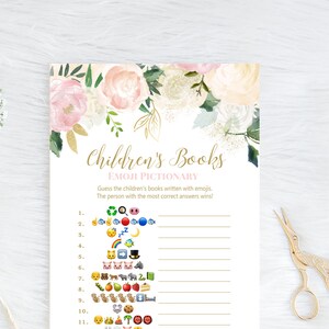 Children&#39;s Book Game, Baby Shower children&#39;s book, Blush Baby Shower, Pink Blush Baby Shower Game, Blush and Gold Baby Shower, TLC530z