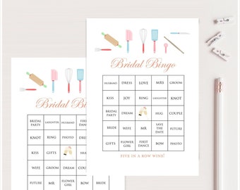 50 Prefilled Bridal Shower Bingo Cards, Bridal Shower Bingo, Instant Download, Printable Bridal Shower Game, Kitchen Bridal Bingo, BS20