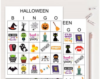 100 Halloween Bingo Cards, Printable Halloween bingo, Halloween Party Game, Fun Halloween games, bingo game for Halloween Party, bs701