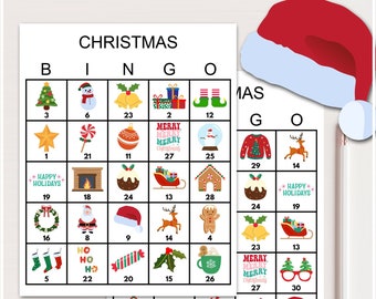 100x Christmas Bingo Cards, Printable Christmas bingo, Christmas  Party Game, Fun Christmas games, bingo game for Christmas Party, bs701 JK