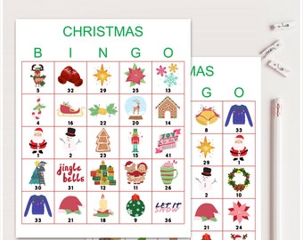 100x Christmas Bingo Cards, Printable Christmas bingo, Christmas  Party Game, Fun Christmas games, bingo game for Christmas Party, bs701