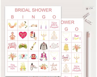 100x Bingo Bridal Shower Game, Printable Bridal Shower bingo, Bridal Shower Prize game, fun bridal bingo, Hens Party bingo bs701