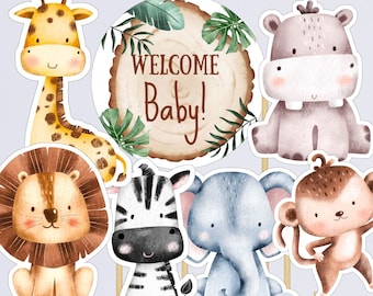Printable Jungle Animals Centerpieces, Safari animals Cutouts, Jungle Cake Topper, Jungle Baby Shower Decorations, Safari Birthday, TLC724