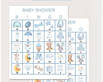100x Boy Baby Bingo, Prefilled Baby Shower bingo, Blue Baby Bingo, Boy baby bingo, Boy baby shower bingo, bs701 TLC709 RK