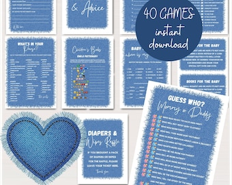 Blue Jean Baby Themed Baby Shower Games Bundle, Denim Themed Baby Shower, Denim Baby Shower, Blue Jean Baby Games Printable, TLC755