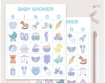 100x Boy Bingo Baby Shower Cards, Printable Baby Shower bingo, Baby Shower Prize game, fun baby bingo, Boy baby shower bingo bs701