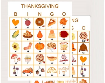 100 Printable Thanksgiving Bingo Cards, Family Thanksgiving bingo, Thanksgiving Party Game, Thanksgiving game, bingo game Thanksgiving bs701