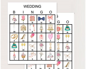 100x druckbares Hochzeitsbingo, druckbares Hochzeitsbingo, Hochzeitsparty-Preisspiel, lustiges Hochzeitsbingo, Hochzeitsspiel, druckbares Bingo, bs701 2
