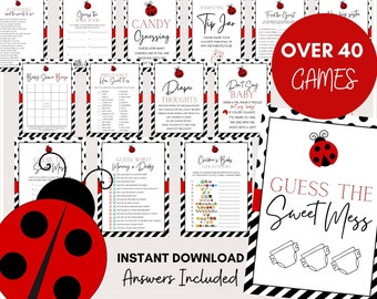 Over 40 Ladybug Baby Shower Games Bundle, Printable Ladybug Baby Shower Games, Ladybug Baby Shower Package, Instant Download, TLC515 TLC736