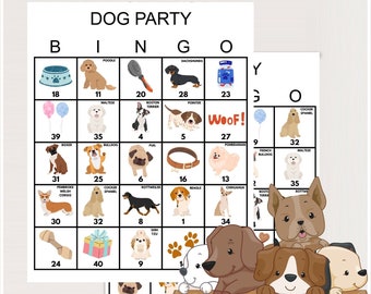 100x Dog Bingo Cards, Dog Party bingo, Dog Birthday Game, Fun Dog Themed games, bingo game for Dog Party, Dog bingo bs701