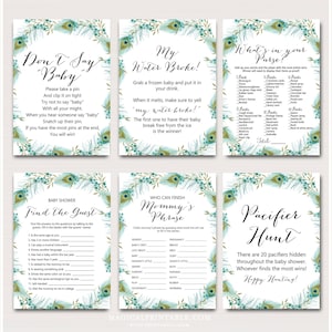 Peacock Baby Shower Game Package, Peacock template Baby shower, Baby Shower Printable Games, Instant Download Games, TLC462