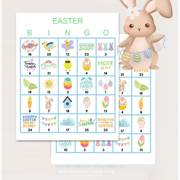 100 cartes de bingo de Pâques imprimables, bingo de printemps, bingo de Pâques, jeu de fête de Pâques, jeux de Pâques amusants, jeu de bingo pour la fête de Pâques, bs701 JK