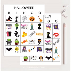 100 cartes de bingo d'Halloween, bingo d'Halloween à imprimer, jeu de fête d'Halloween, jeux d'Halloween amusants, jeu de bingo pour la fête d'Halloween, bs701