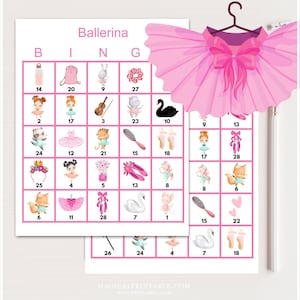 100x Ballerina Bingo Karten, druckbare Geburtstags Bingo, Geburtstag Mädchen Party Spiel, Spaß Ballerina Geburtstag Spiele, Ballerina Baby Shower, bs701