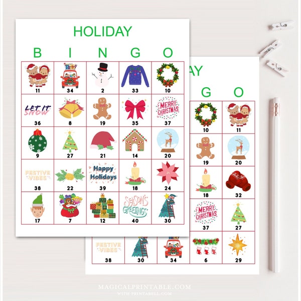 100 Holiday Bingo Cards, Printable Christmas bingo, Christmas Party Bingo, Fun Christmas Bingo game, bingo game for Christmas Party, bs701
