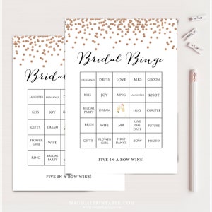 50 tarjetas de bingo de despedida de soltera precargadas, bingo de despedida de soltera, descarga instantánea, juego de despedida de soltera imprimible, despedida de soltera de oro rosa, BS155