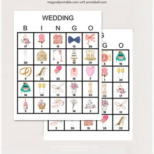 100x Bingo de bodas imprimible, bingo de bodas imprimible, juego del premio de la ducha de bodas, bingo de bodas divertido, juego de bodas, bingo imprimible, bs701 2