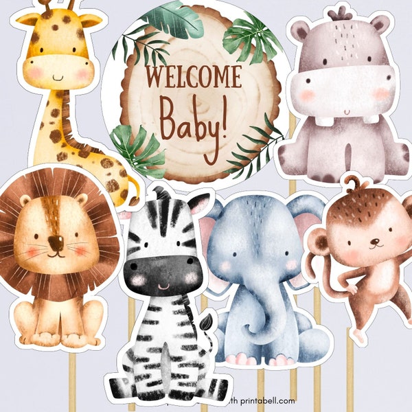 Printable Jungle Animals Centerpieces, Safari animals Cutouts, Jungle Cake Topper, Jungle Baby Shower Decorations, Safari Birthday, TLC724