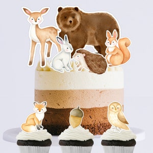 Printable Woodland Animals Centerpieces, Woodland Cutouts, Woodland Cake Topper, Woodland Baby Shower Decorations, Woodland Birthday, TLC720