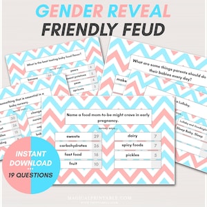 Gender Reveal Themed Feud Game, Printable Baby Shower Game, Baby Shower Trivia Game, Gender Reveal Game, Family Feud Printable, TLC712E