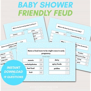 Baby Shower Friendly Feud Game, Printable Boy Baby Shower Game, Baby Shower Trivia Game, Baby Shower Game, Baby Shower Family Feud, TLC712B