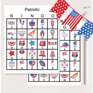 100 x cartes de bingo patriotique, fête de l'indépendance, cartes de bingo du 4 juillet, téléchargement immédiat, bingo patriotique imprimable, fête du 4 juillet, BS701