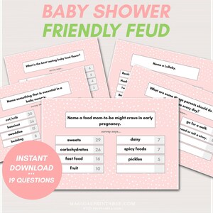 Baby Shower Friendly Feud Game, Printable Girl Baby Shower Game, Baby Shower Trivia Game, Baby Shower Game, Baby Shower Family Feud, TLC712C