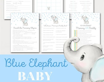 Boy elephant baby shower, Gray and Blue Elephant Baby Shower Game, Little peanut is on the way, Blue Elephant Baby Shower, TLC689