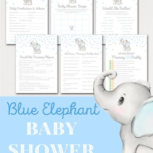 Boy elephant baby shower, Gray and Blue Elephant Baby Shower Game, Little peanut is on the way, Blue Elephant Baby Shower, TLC689