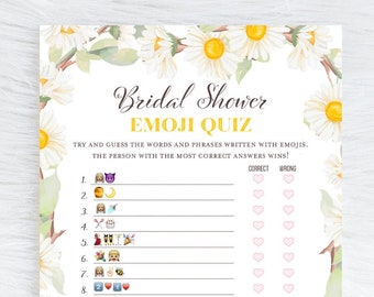 Bridal Shower Quiz, Modern Bridal shower, Phone Bridal Shower Game, Daisy bridal shower, Spring bridal shower, daisy wedding shower, BS691