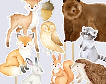Printable Woodland Animals Centerpieces, Woodland Cutouts, Woodland Cake Topper, Woodland Baby Shower Decorations, Woodland Birthday, TLC720