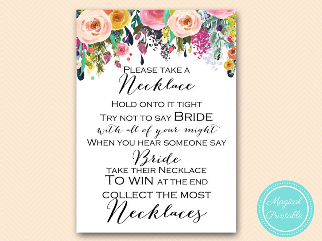 Don't Say Bride Game, Don't Say a Word, Floral Bridal Shower Game ...