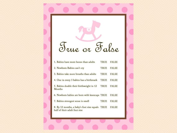 Welp True or false baby shower games Baby Trivia Baby Facts | Etsy KH-41