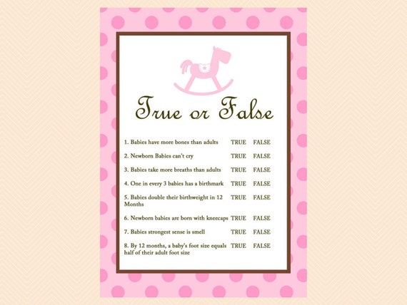 Welp True or false baby shower games Baby Trivia Baby Facts | Etsy KH-41