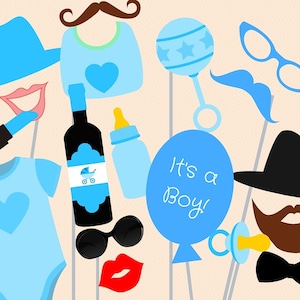 Print Yourself Boy Baby Shower Photo Booth Party Props