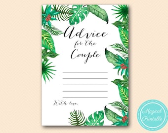 Advice for the Couple Card, Luau Bridal Shower, Tropical Bridal Shower Game Printable, Hawaiian Bridal Shower, Flamingo BS428