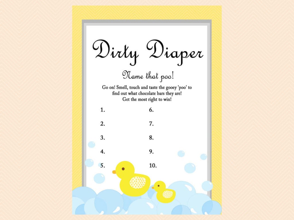 Dirty Diaper Name That Poo Chocolate Bar Game Duck Theme - Etsy