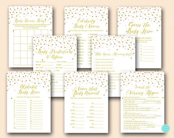 Rosa und Gold Baby Shower Spiele Paket, Sofort Download, Baby Vorhersagen und Ratschläge, Baby Shower Spiel Download, Baby Shower TLC488P