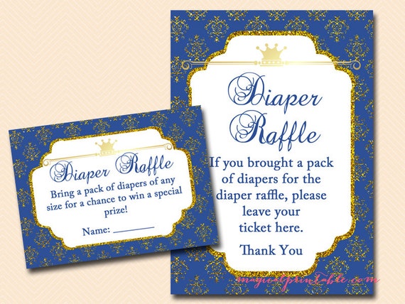Diaper raffle card and sign, diaper raffle ticket, Prince Baby Boy, Royal Prince Baby Shower Games Printable, Baby Shower TLC109 Il_570xn