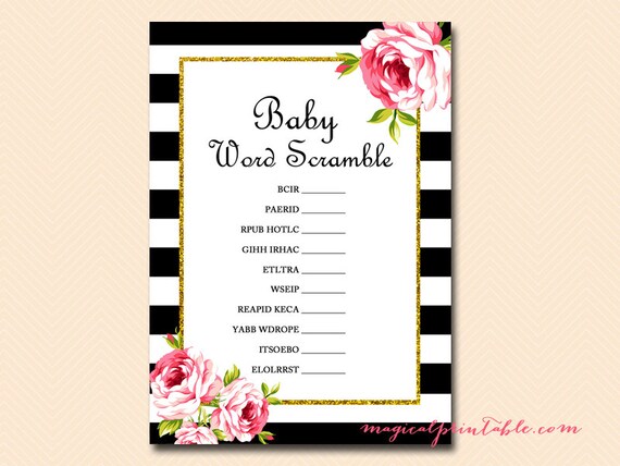 Scramble Baby Word Scramble Gold Glitter Floral Shabby Printable scramble-baby-word-scramble-gold-glitter-floral-shabby-printable