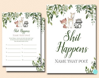 Woodland Baby Shower Games, Guess the Sweet Mess, Dirty Diaper, Chocolate Bar Game, Blue Boy Puppy Baby Shower Games Download, TLC653