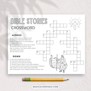 Bible Stories Crossword Puzzle, Printable Bible Puzzle, Bible Game for Kids, Bible School, Sunday School Bingo, Jesus Quiz, TLC727B