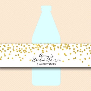 Gold Confetti Bridal Shower Bottle Label, Bridal Shower Decoration Bottle Labels, Custom Labels, Baby Shower Labels, BP46 BS46 tlc148