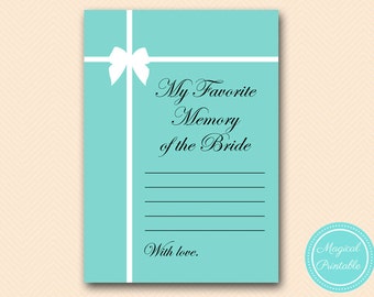 meine Lieblings-Erinnerung an die Braut, Andenken für Braut sein, Aqua Bridal Dusche Spiel Ausdrucke, Bachelorette, Hochzeit Dusche Spiele BS72, BS54